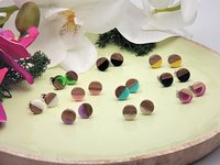 Green Round - Wooden Earrings