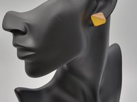 Yellow Wooden Square Earrings