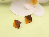 Yellow Wooden Square Earrings