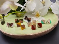 Green Wooden Square Earrings