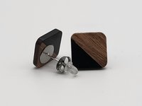 Black Wooden Square Earrings