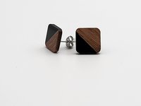 Black Wooden Square Earrings