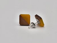 Yellow Wooden Square Earrings