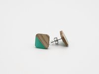Blue Wooden Square Earrings