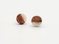 Smoke White Round - Wooden Earrings