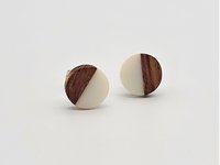 White Round - Wooden Earrings