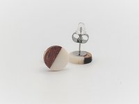 White Round - Wooden Earrings