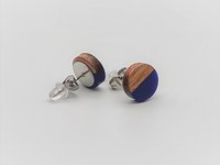 Navy Blue Round - Wooden Earrings