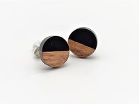 Black Round - Wooden Earrings