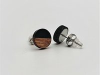 Black Round - Wooden Earrings