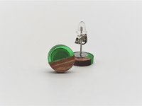 Green Round - Wooden Earrings