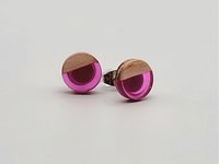 Magenta Round - Wooden Earrings