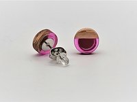Magenta Round - Wooden Earrings