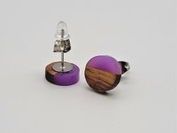 Violet Round - Wooden Earrings