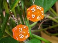 Orange D20 Earrings