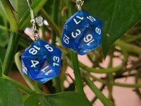 Blue D20 Earrings