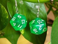 Green D20 Earrings