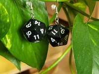 Black D20 Earrings
