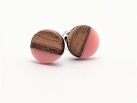 Pink Round - Wooden Earrings