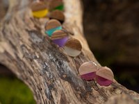 White Round - Wooden Earrings