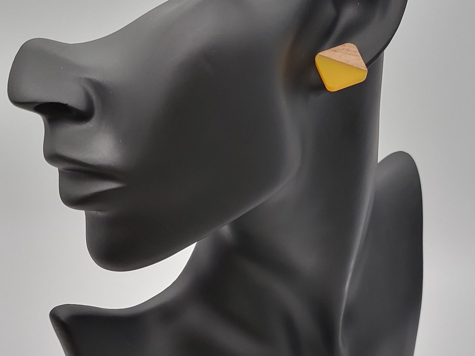 Black Wooden Square Earrings