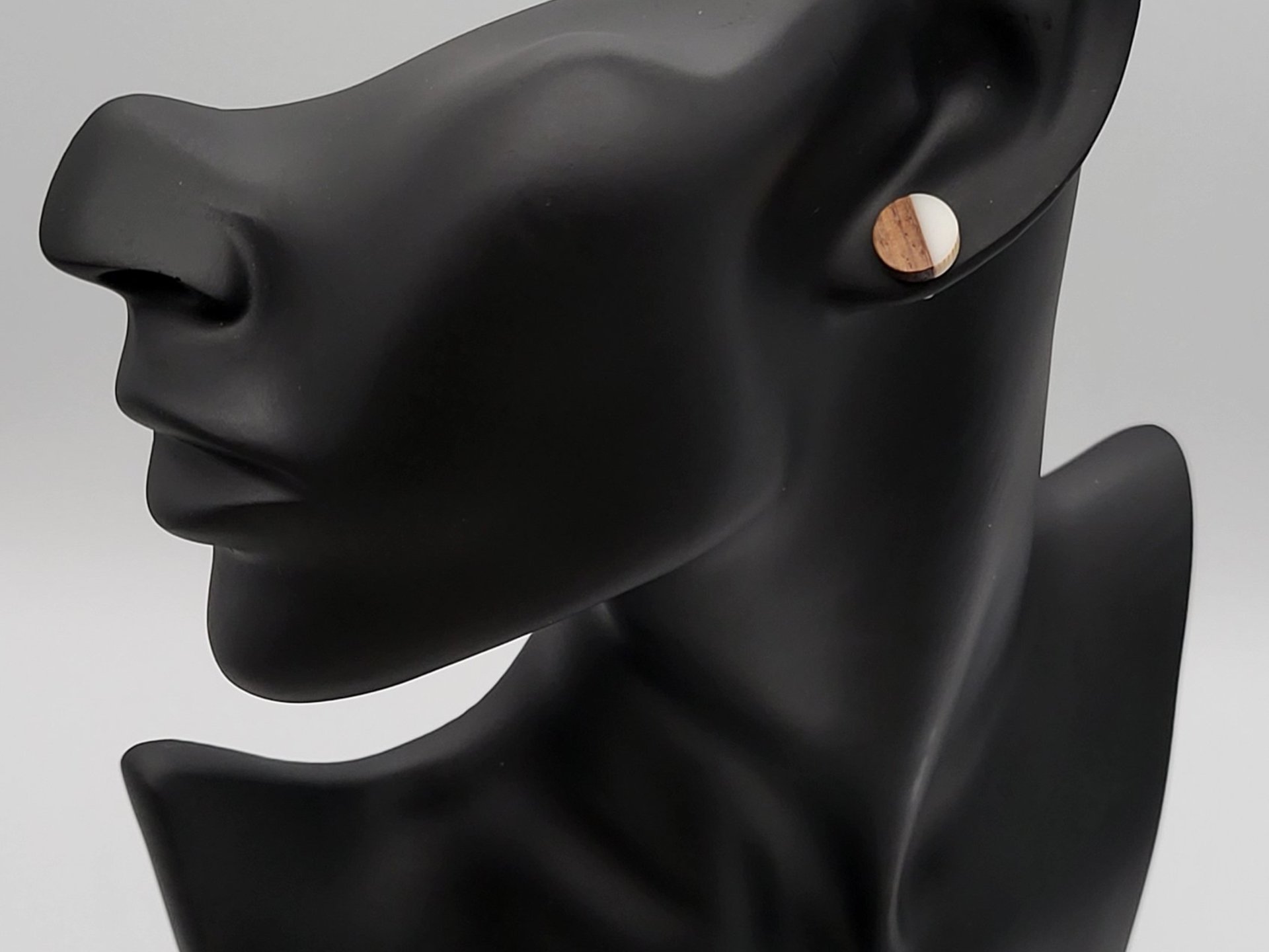Smoke White Round - Wooden Earrings