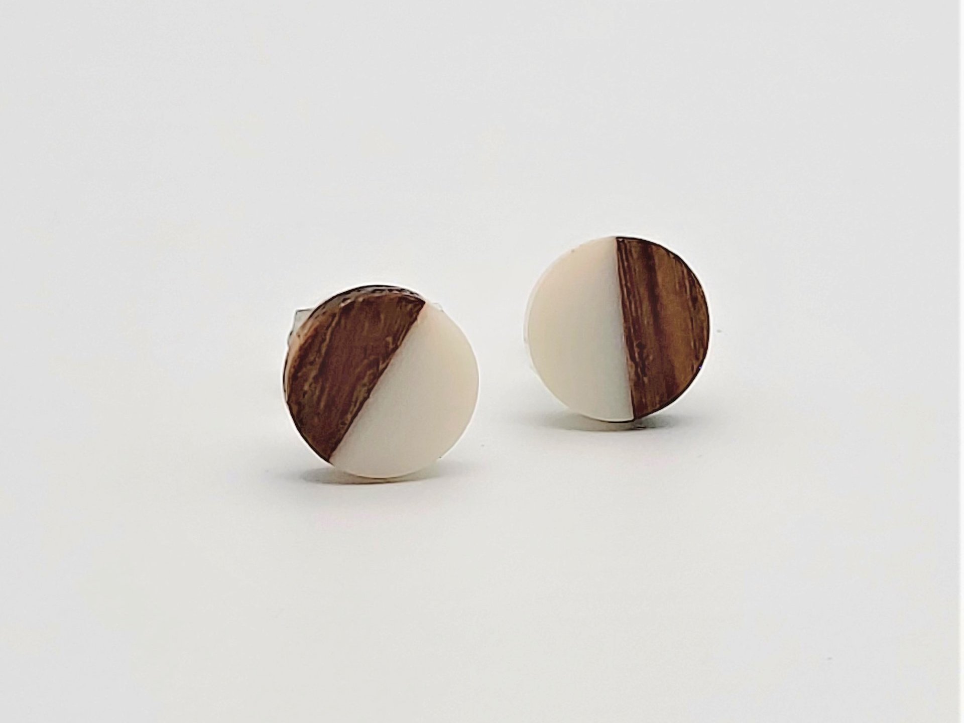 White Round - Wooden Earrings