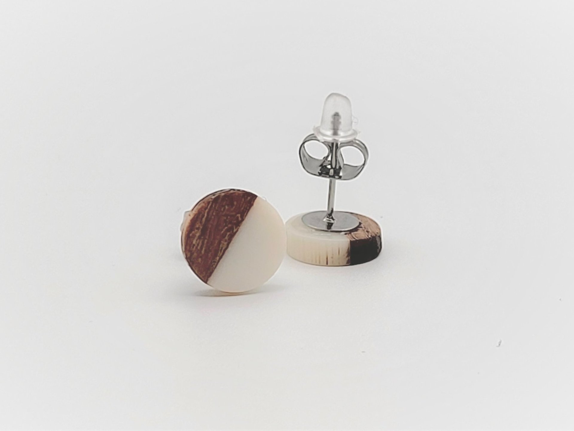 White Round - Wooden Earrings