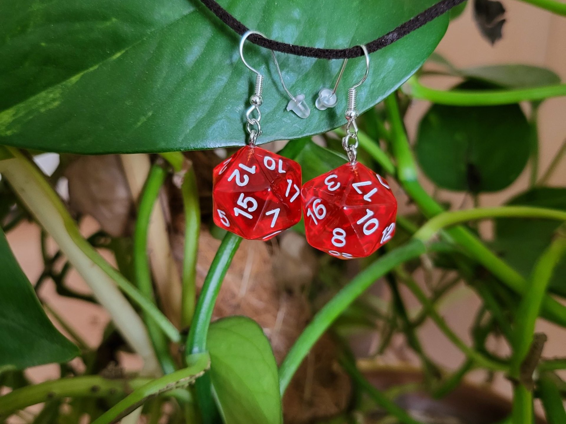 Red D20 Earrings