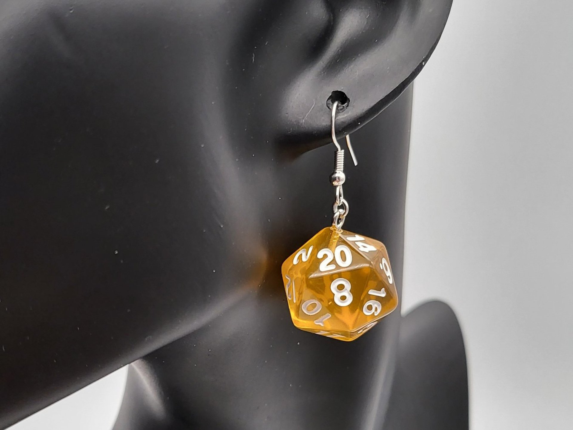 Honey Yellow D20 Earrings