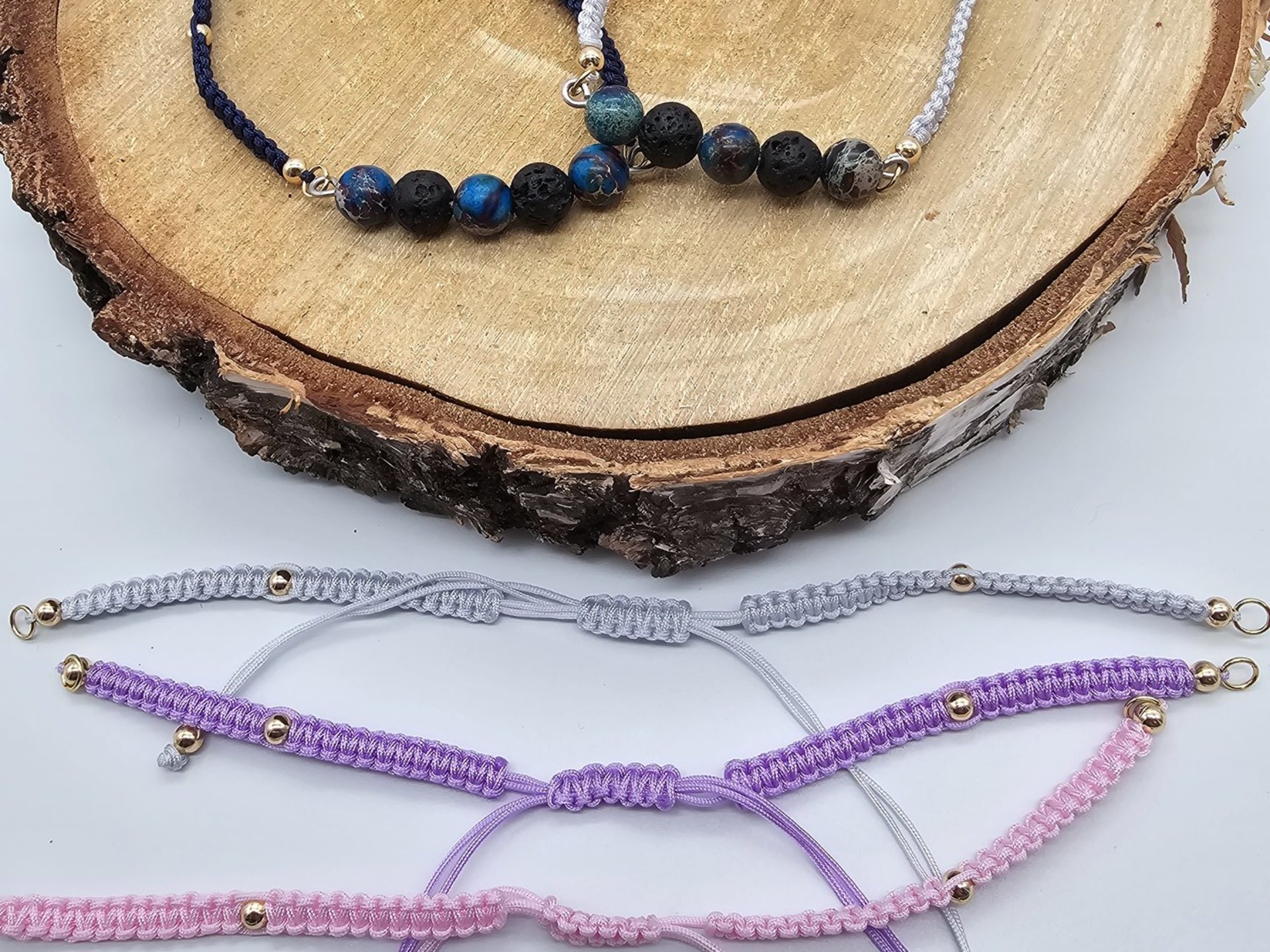 Lava Stone and Jasper Pearl Bracelets