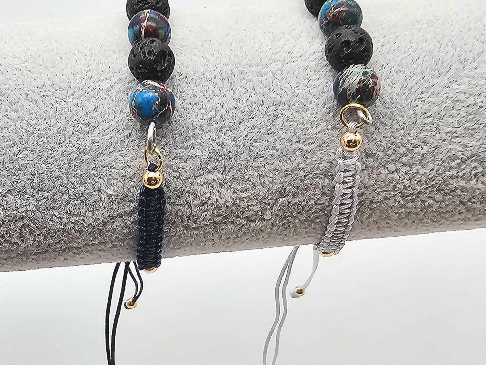 Lava Stone and Jasper Pearl Bracelets
