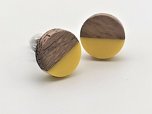 Yellow Round - Wooden Earrings