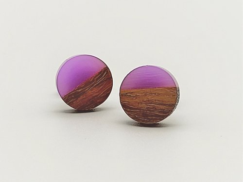 Violet Round - Wooden Earrings