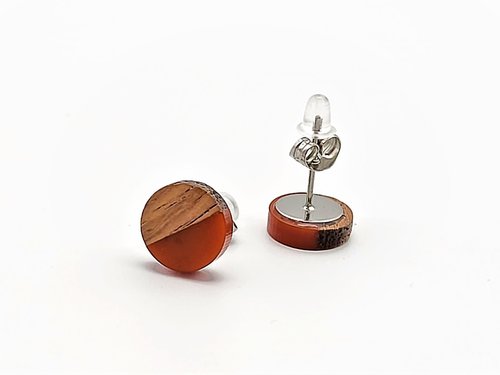Red Round - Wooden Earrings