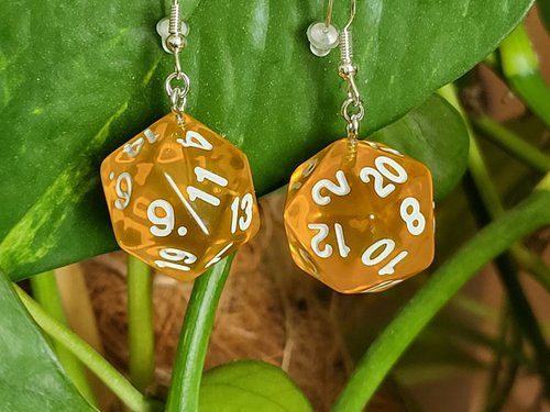 Honey Yellow D20 Earrings
