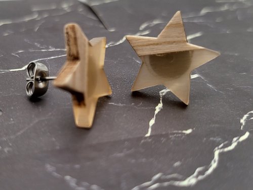 Peach Wooden Star Earrings