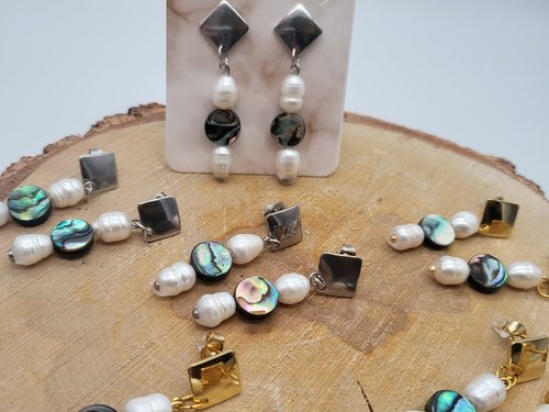 Abalone Freshwater Pearl Earrings