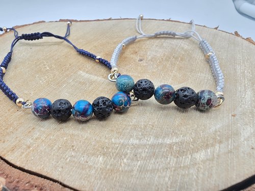 Lava Stone and Jasper Pearl Bracelets